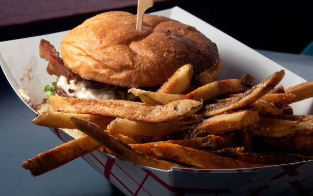 istock Bacon Bleu Burger with Fries Start 2205092643