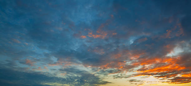 istock Clouds and evening sky,Beautiful sky background - Sunset Sunrise sky with light clouds and real sun,Beautiful dramatic scenic sunset sky background 2205097316