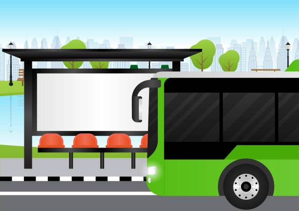 istock City Bus. Transportation Bus. Smart Bus Driving to Bus Stop. 2205098461