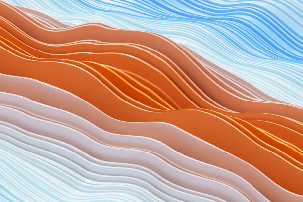 Colorful Wavy Lines, Wavy Data Chart, Finance Background. Digitally Generated Image. 3d Render.