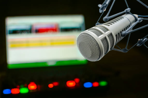 istock Professional microphone and sound mixer 2205104327