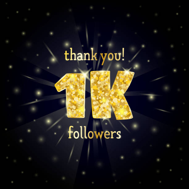istock Vector illustration of  gold design for a thank you 1K followers. 2205106357