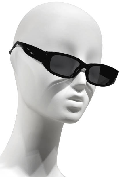 istock Mannequin wearing stylish black sunglasses on white background 2205108869