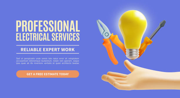 istock 3d Professional Electrical Service Concept Ads Banner Promotion Poster Card. Vector 2205112505