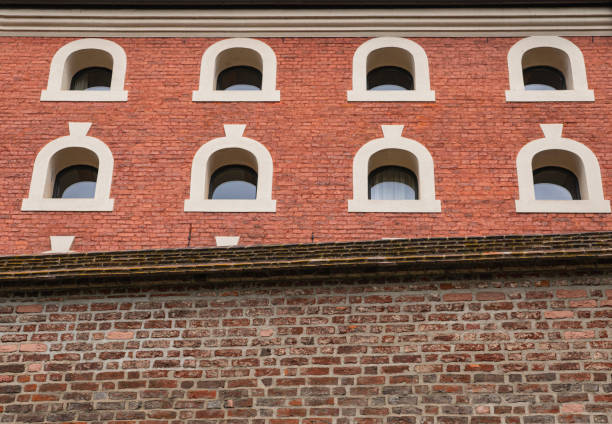 Detail of the building facade with windows