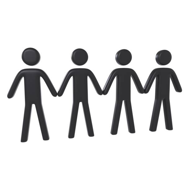 Diverse circle of friends happily inviting another person to join. Focus on the back line of figures. Similar: