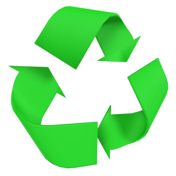 istock Green recycling symbol with arrows isolated on white background 2205116343