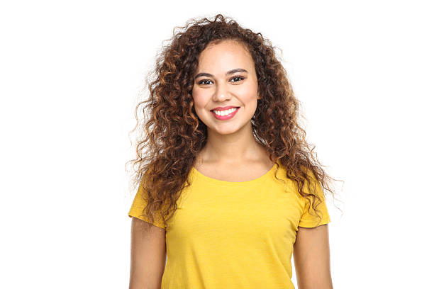 istock Young american girl on white background 2205119434