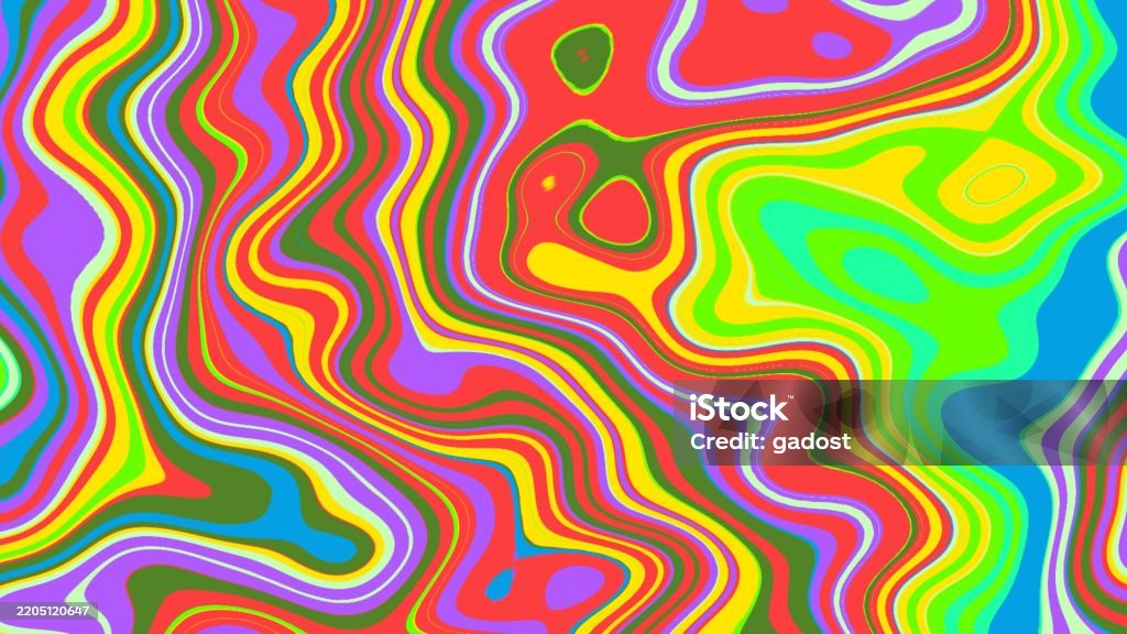 Vibrant Retro Psychedelic Wave Pattern In Multicolored Swirls For ...