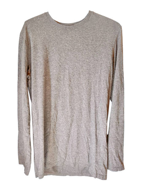 istock Grey long sleeved, cotton shirt on a white background 2205127447