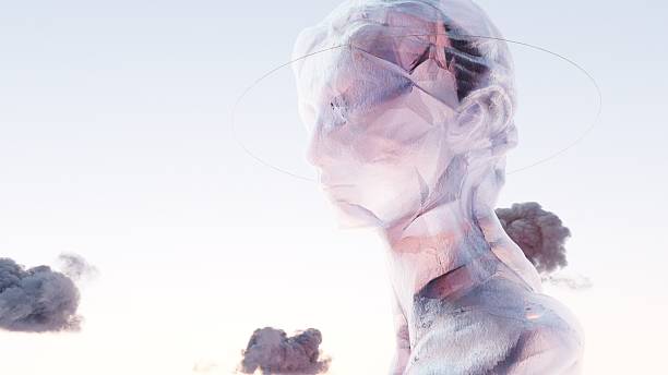 istock A translucent, ethereal bust with a celestial orb orbiting it, set against a pastel sky. 2205134287