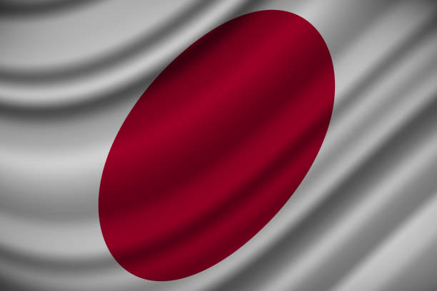 istock Vector flag of Japan. Japan waving flag background. 2205137027
