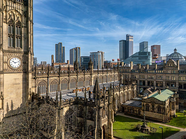 istock Manchester Cathedral Clock Tower and City Skyline 2205138160