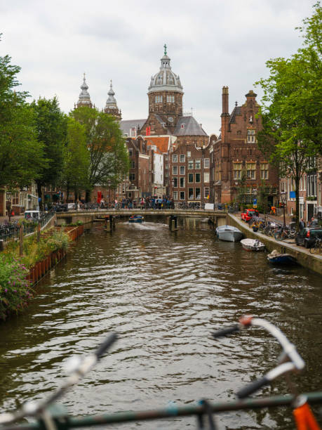 Scenic view of Amsterdam cityscape in summer