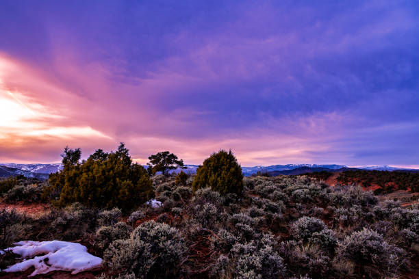istock Moody Skies Sunset with Mountain Views 2205142161