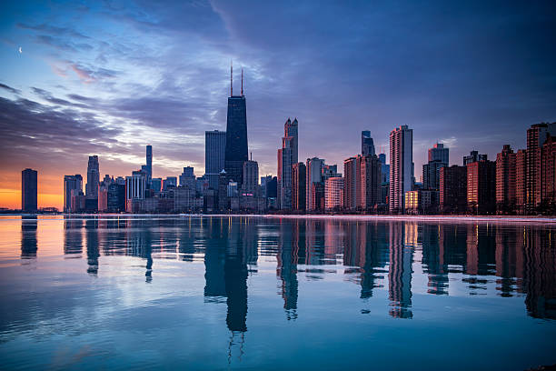 istock Gold and Purple Sunrise in Chicago 2205169761
