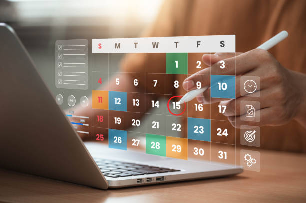 istock Time management and scheduling concept with calendar, checklist, and task planning for productivity, project management, deadline tracking, and efficient organization of daily activities. 2205172952