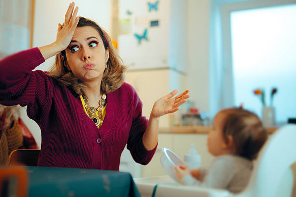 Stressed mommy feeling unprepared and frustrated