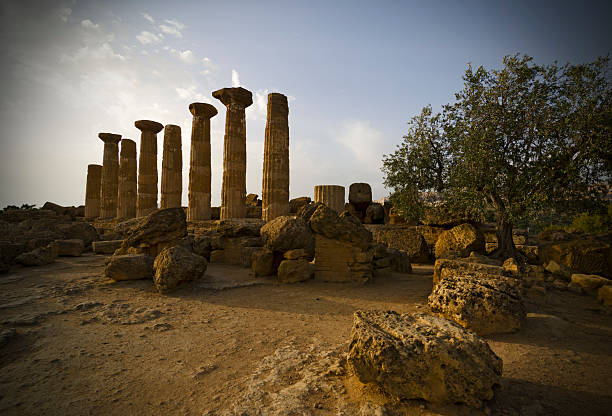 Remains of the Temple of Heracles in valley of the temples, Agrigento-Sicily