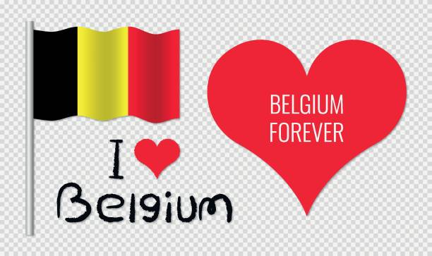 istock Belgian flag. I love belgium. Belgium forever. Set of vector elements isolated on checkerboard transparent background 2205185037