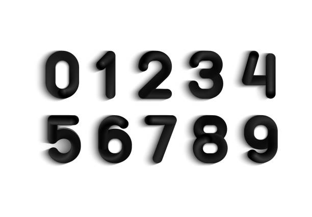 istock 3D soft flexible rounded numbers, black tubular plastic numerals from 0 to 9 2205188328