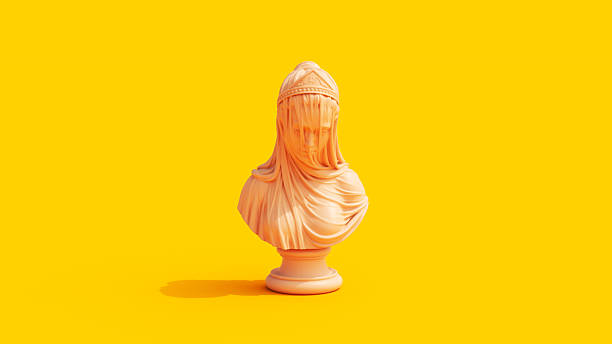 istock bust vivid yellow background peach color draped clothing front view 2205195759