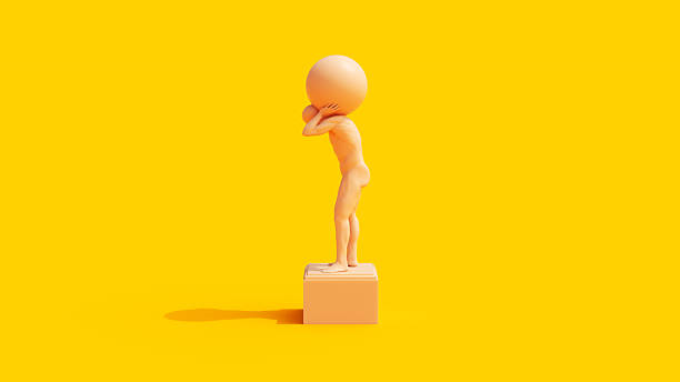 Atlas Sculpture Yellow Background 3D Illustration