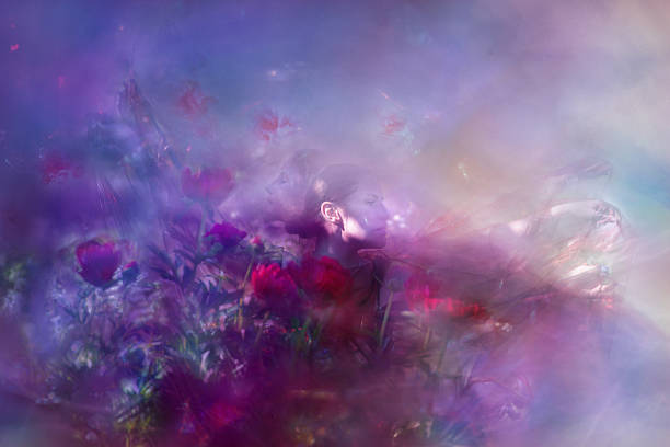 istock Artistic Dance with Peonies and Transparent Veils 2205199341