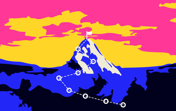 istock Mount Everest illustration, simple details, mountain trip, rock climbing 2205201667