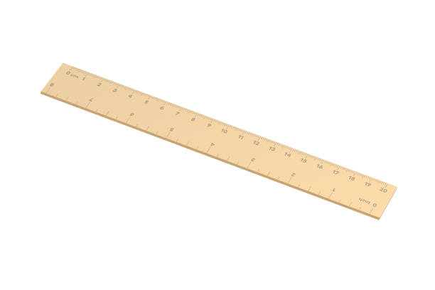 istock Golden ruler with inches and centimeters scale isolated on white background. 3d render 2205202469