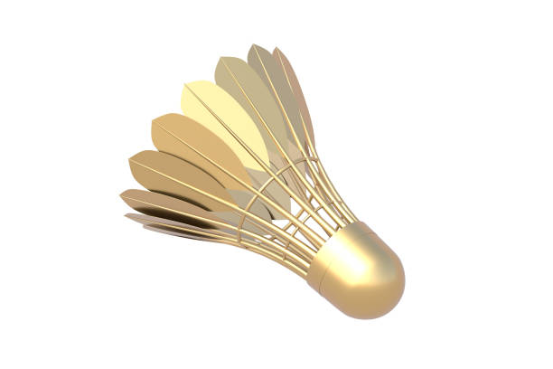 istock Golden Shuttlecock for badminton isolated on white background. 3d render 2205202476