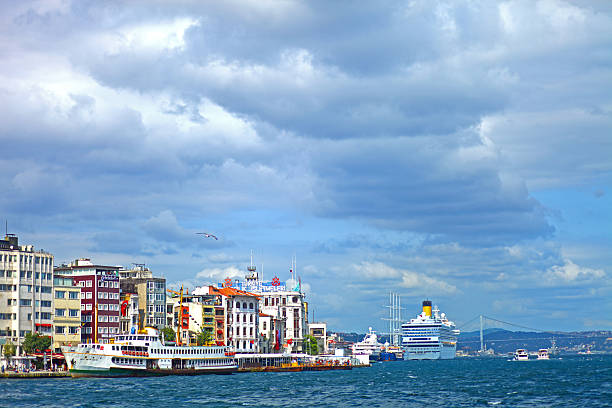 Istanbul, Turkey – 30, August, 2010: Karakoy ferry dock on a cloudy day, Istanbul