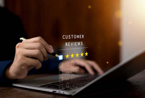 istock Business concept satisfaction survey, users rate service experience in online application, rate business with best quality in customer service. 2205203877