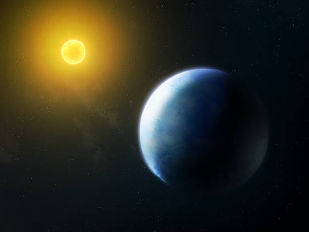 istock Planet near a star in outer space. Sci-fi background. 2205204593