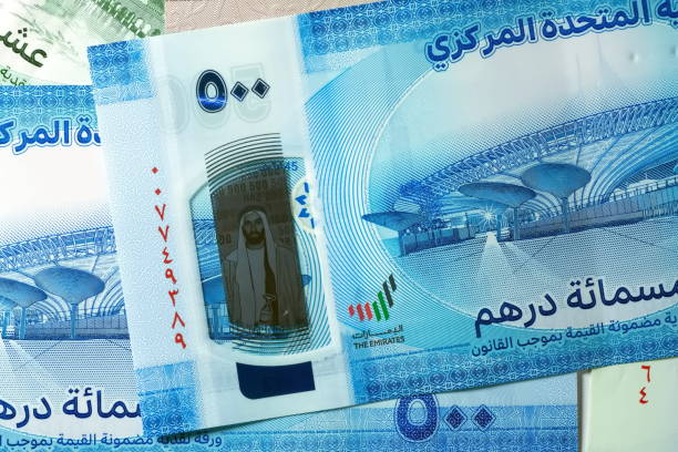 istock Close up Dirhams currency, AED, Bank note and coins, United Arab Emirates 2205208804