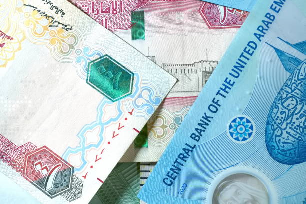 istock Close up Dirhams currency, AED, Bank note and coins, United Arab Emirates 2205209752