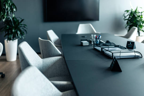 istock Modern office meeting room with contemporary desk and chairs setup 2205209767