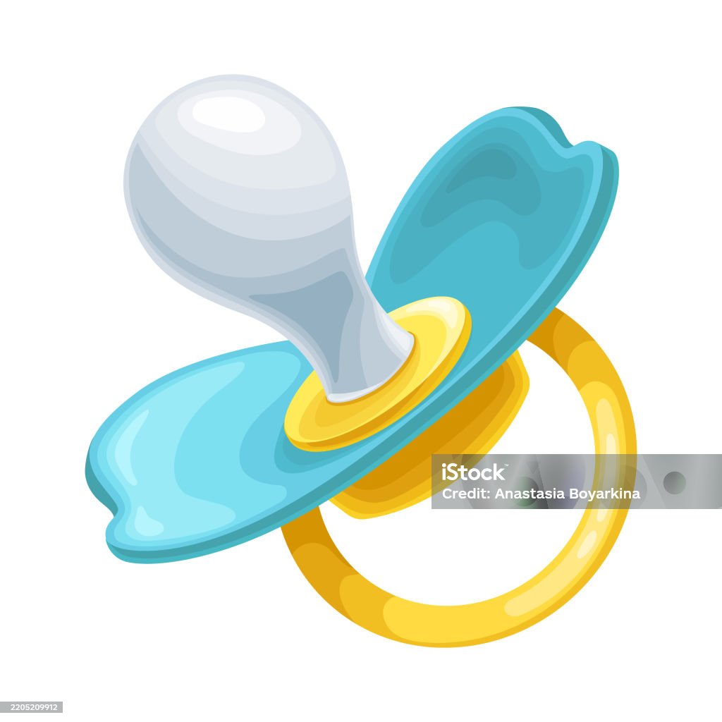 Blue Pacifier Cartoon Baby Pacifier Cartoon Illustration Vector Stock Illustration - Download ...