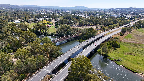 istock Road and rail bridges crossing the Murray River between Albury and Wodonga 2205214783