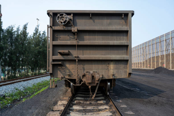 Close up of a train transporting coal