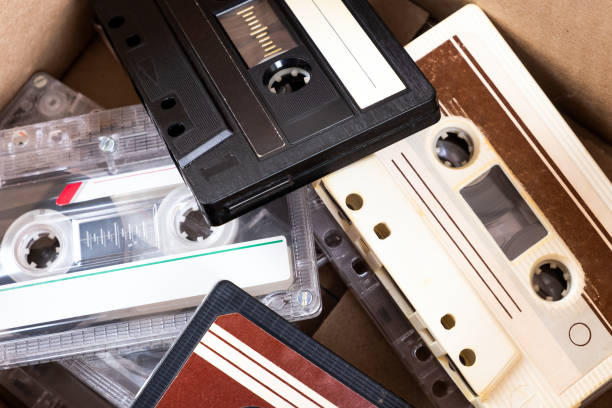 istock Old Audio Tape Cassettes closeup 2205215961
