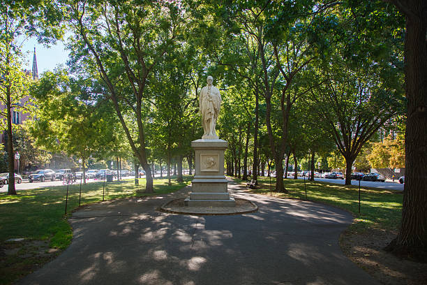 The Alexander Hamilton statue at Commonwealth mall, Back Bay,  Boston,, Massachusetts, USA