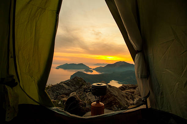 istock View of Oludeniz beach from tent at sunset 2205219378