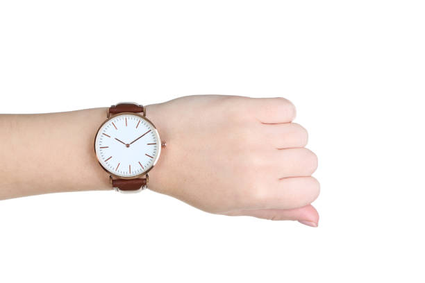 istock Elegant wrist watch on female hand 2205221107