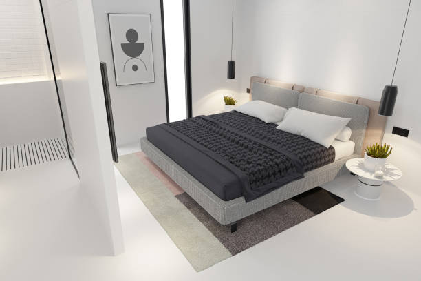 istock Luxurious Modern Master Bedroom with Open Walk-In Bathroom 2205229877