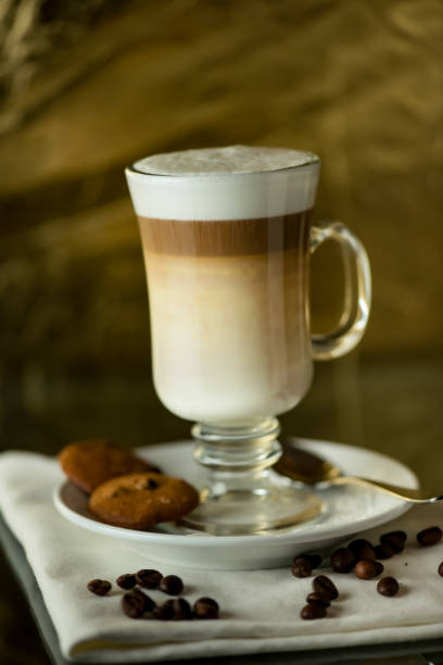 istock Delicious layered latte with cookies and coffee beans 2205230249