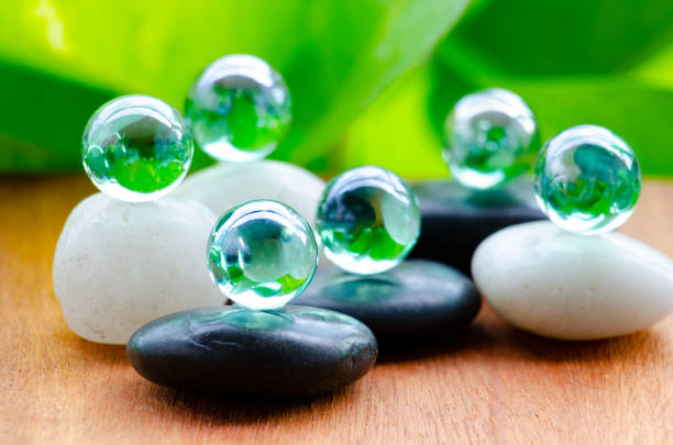Glass marbles representing peace and harmony with customizable space for text of message