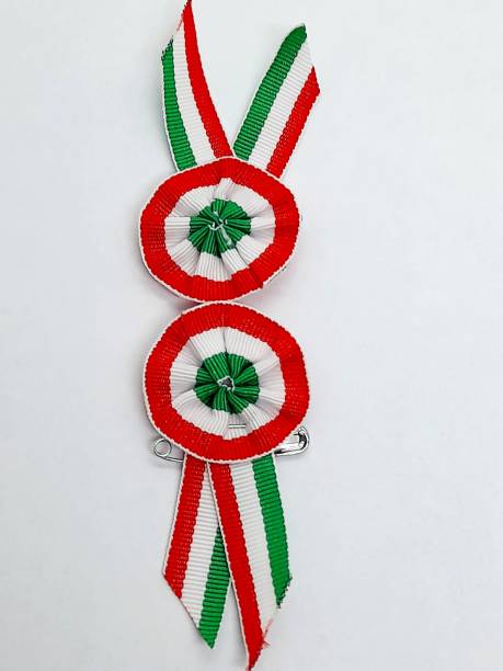istock Two hungarian cockades with white background. 2205240653