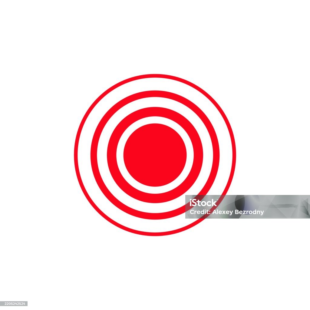 Red Bullseye Target Symbol With Concentric Circles In A Radial Pattern ...