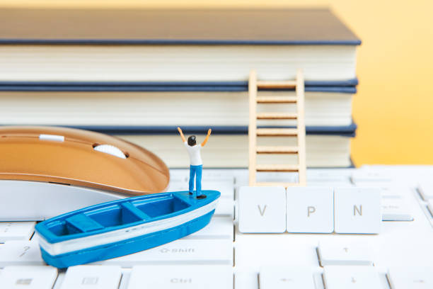 Computer, Mouse, Keyboard, Books, Ladder, Online Surfing, VPN - Miniature Landscape